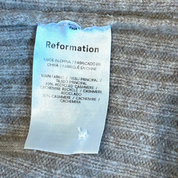 Reformation Cashmere Fantino Oatmeal Cardigan Ribbed Sweater - Picture 8 of 10